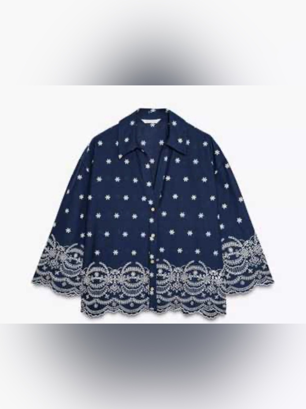 Zara Embroidered Eyelet Cotton Blouse Size Small